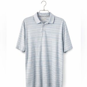 Walter Hagen Mens Golf Polo Large Blue Striped Dry Fit Performance Shirt